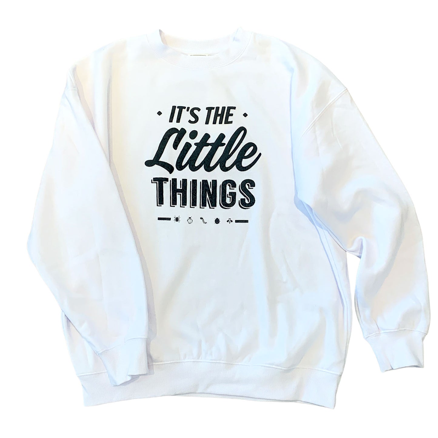It's The Little Things Puff Print Crewneck Sweatshirt White