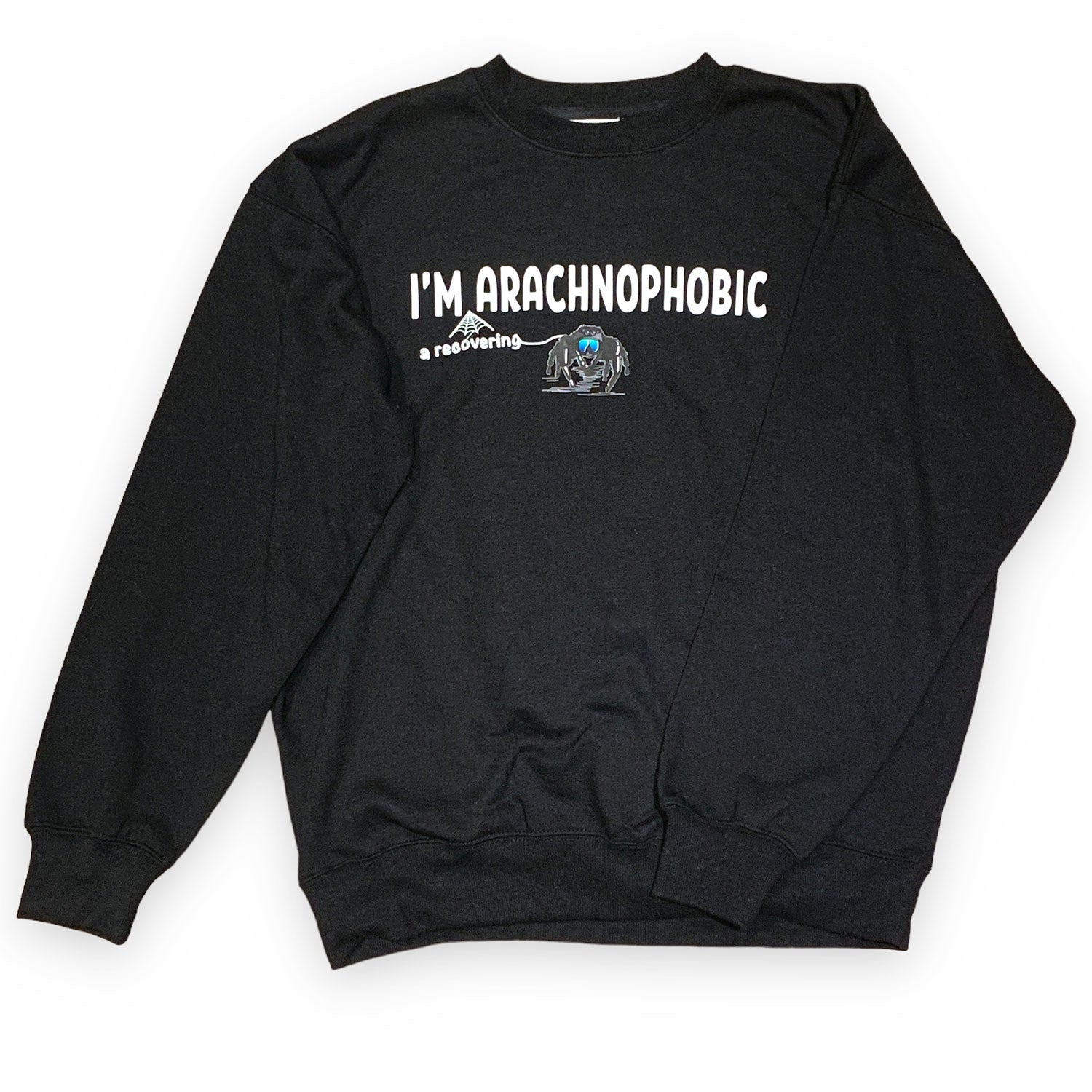 I'm A Recovering Arachnophobic Crewneck Sweatshirt Black