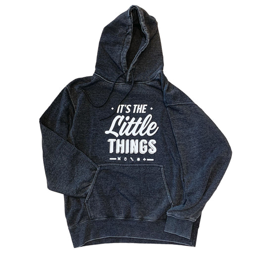 It's The Little Things Puff Print Hoodie Distressed Grey
