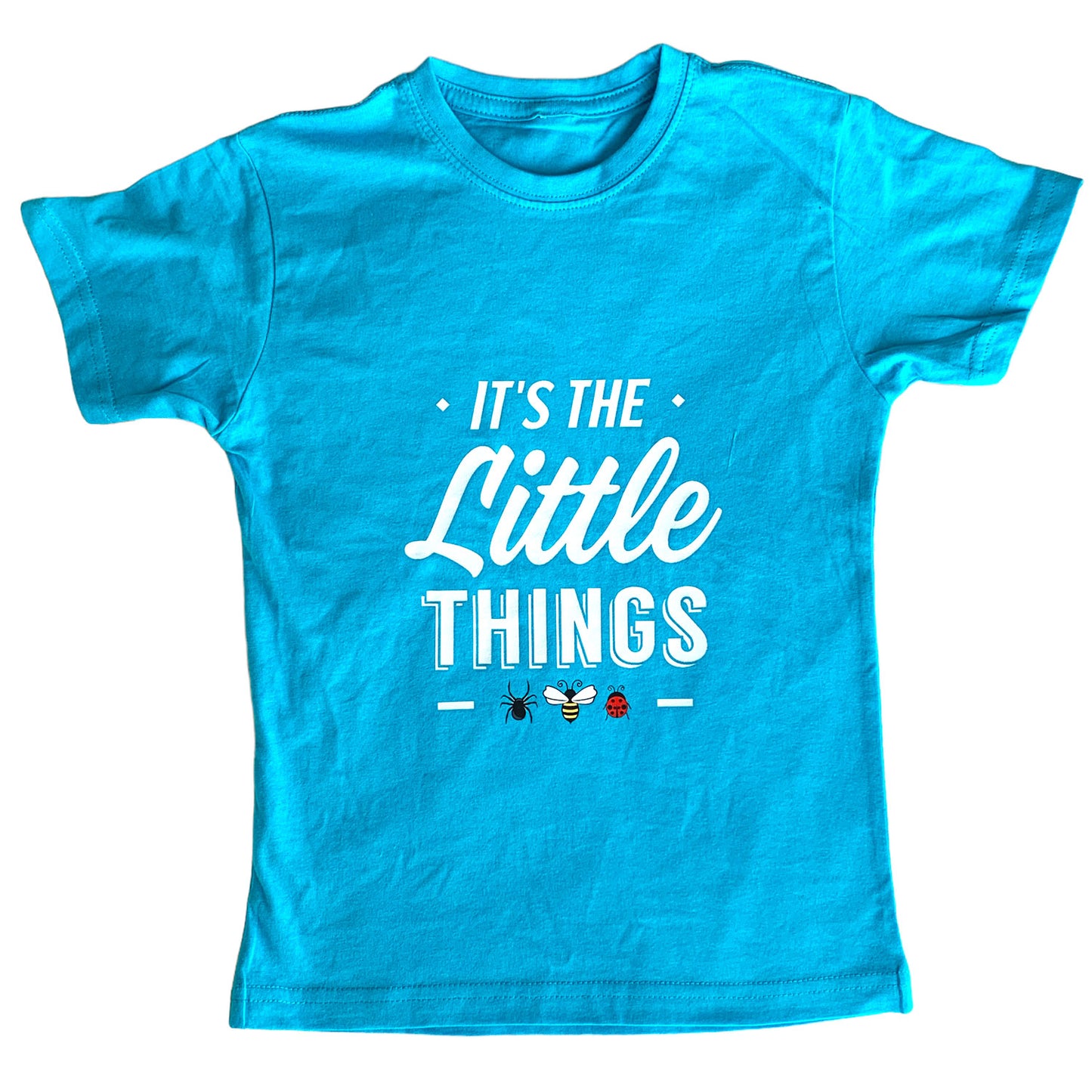 Kids It's The Little Things T Shirt Aqua Blue