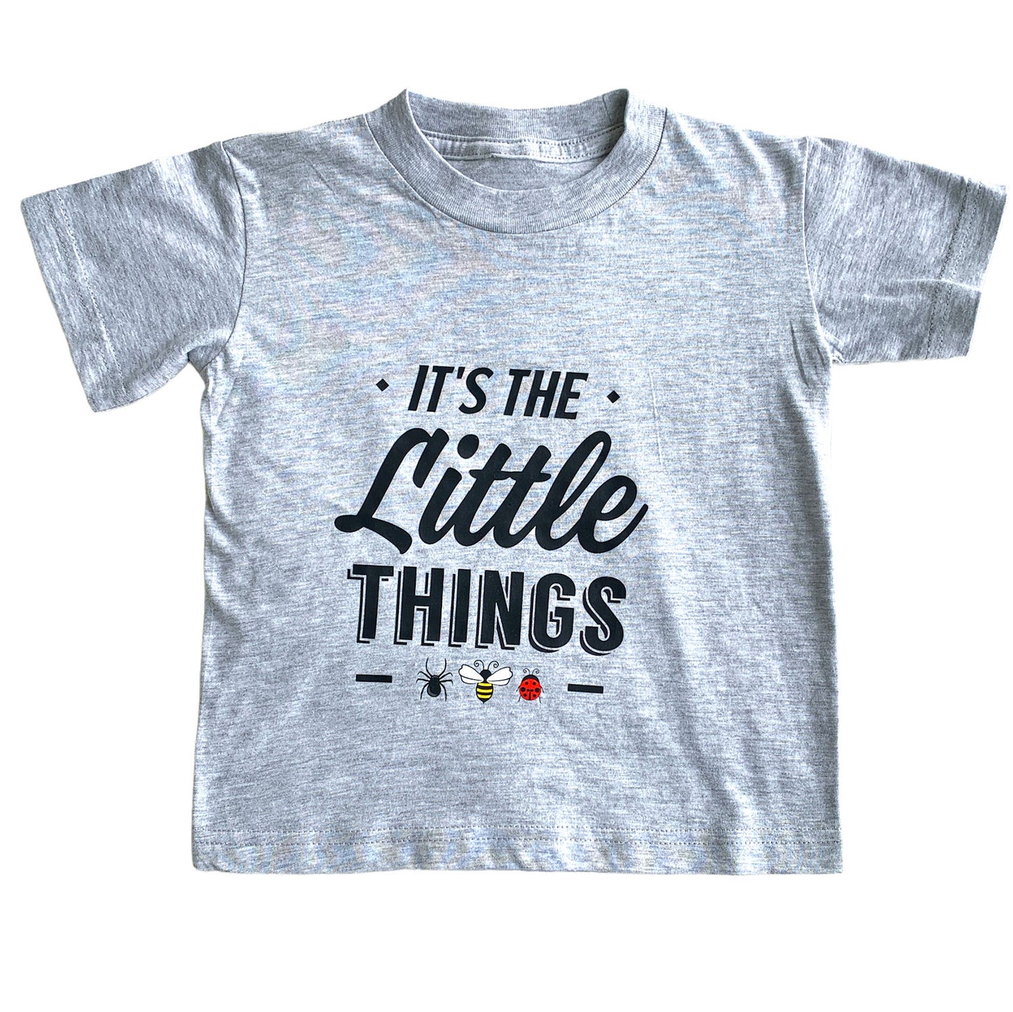 Kids It's The Little Things T Shirt Grey Baby